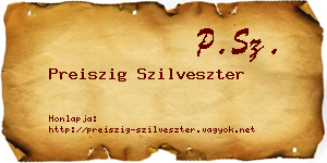 Preiszig Szilveszter névjegykártya